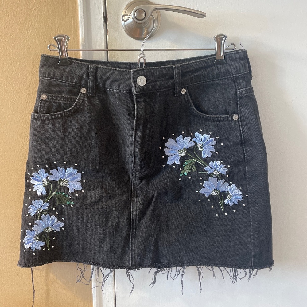 TopShop Black Denim Mini Skirt